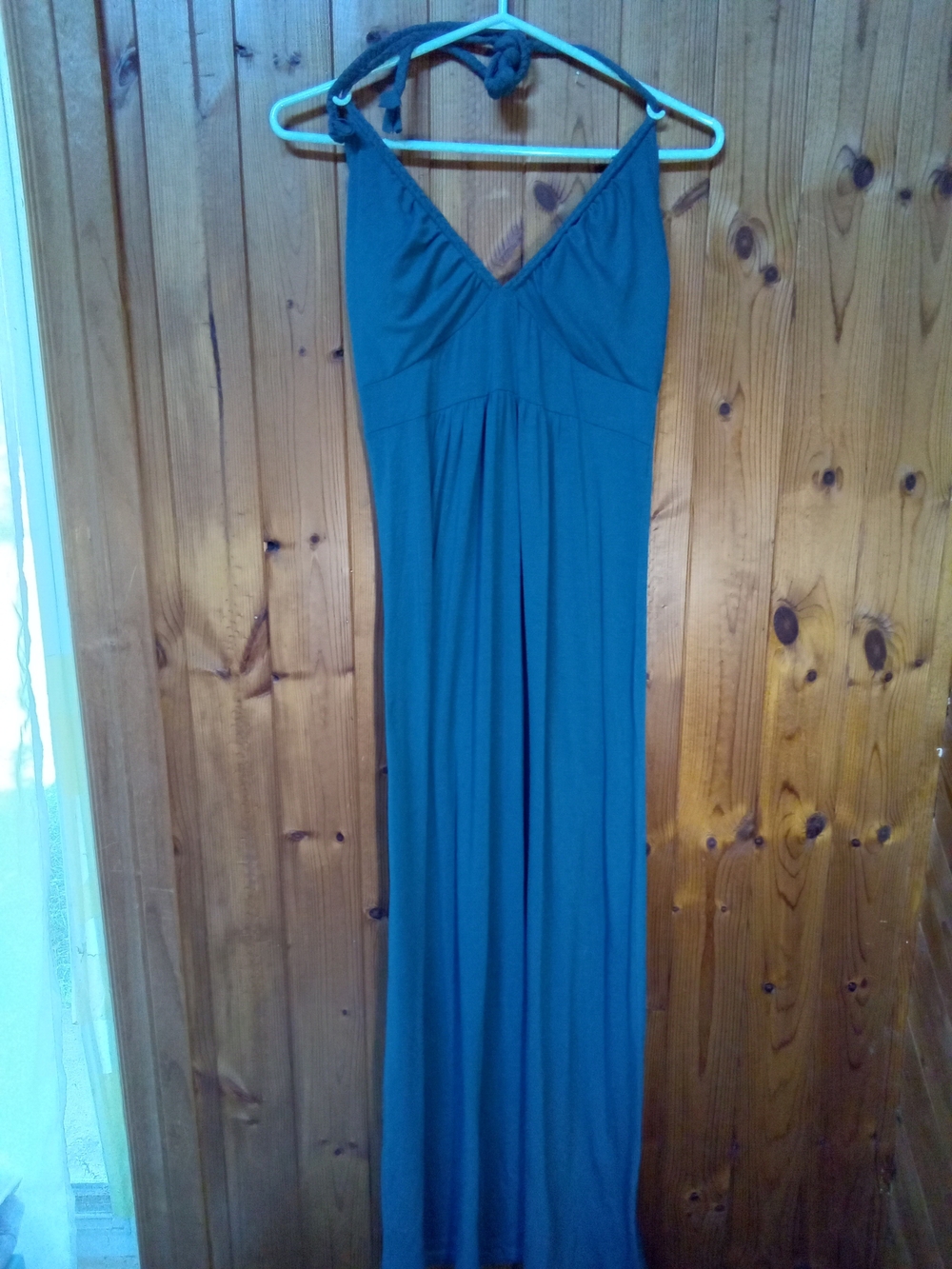 B STARLET Halter Maxi Dress in Teal - Sleeveless V-Neck Summer Dress